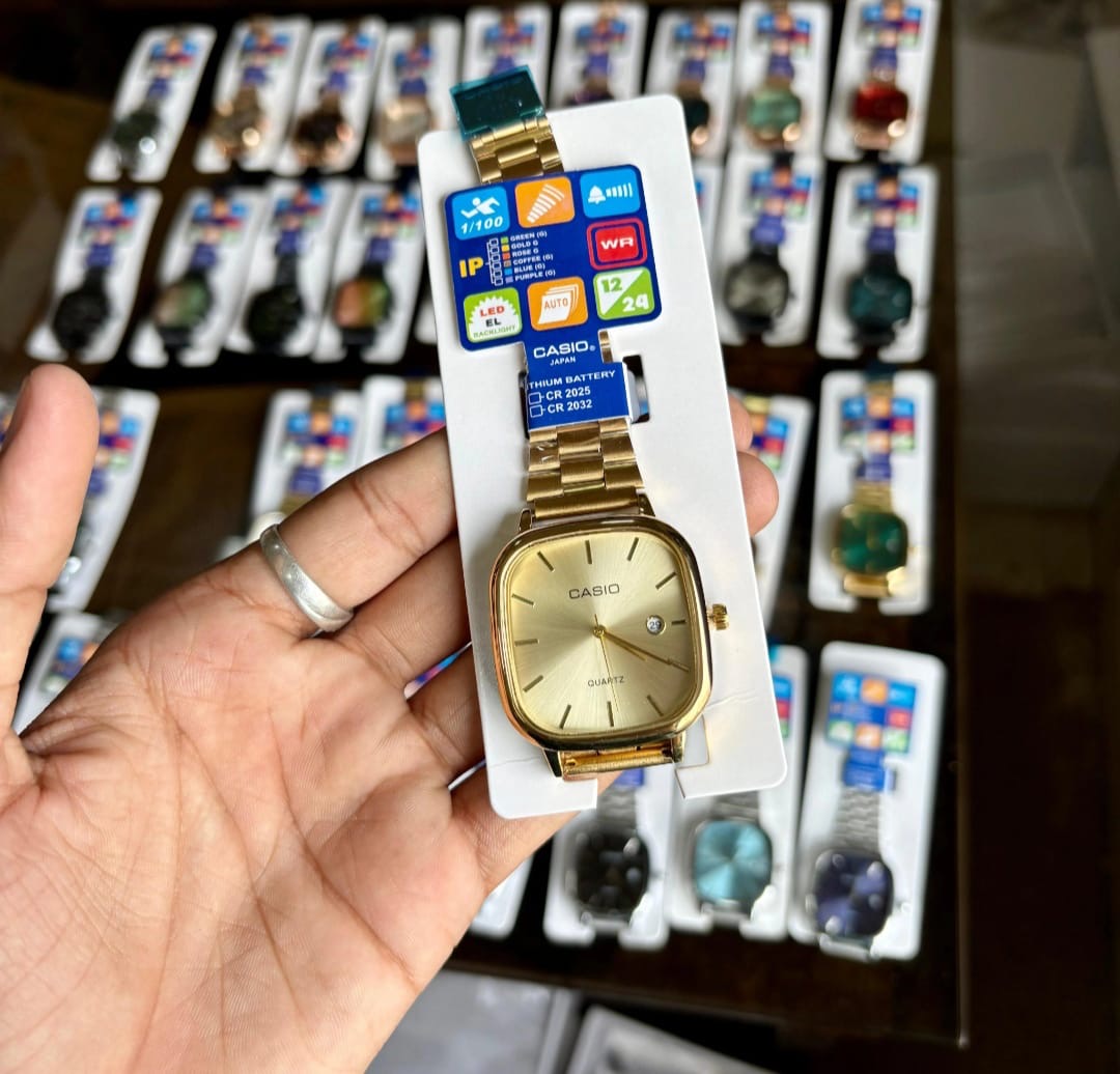Casio Enticer Full Gold Edition – Luxury Square Dial Unisex Watch