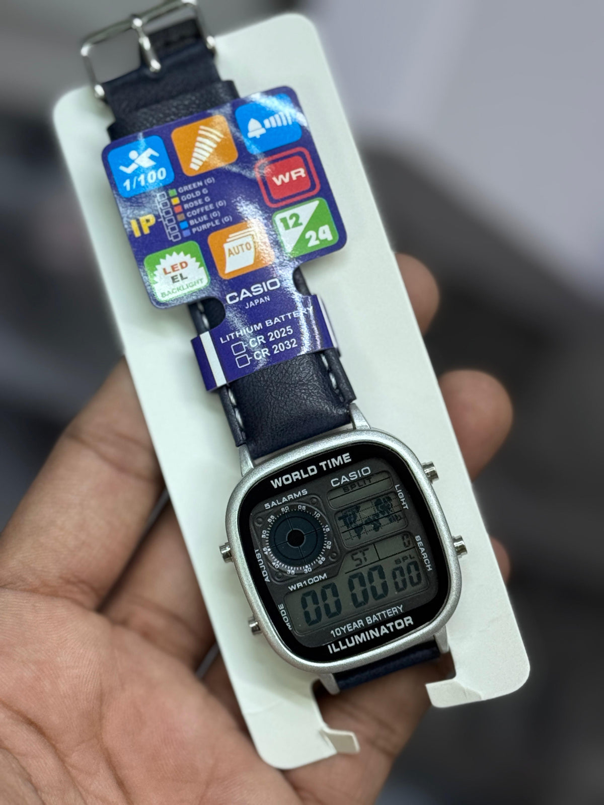Premium Casio World Time Square Edition – Black Leather Strap With 1-Year Warranty