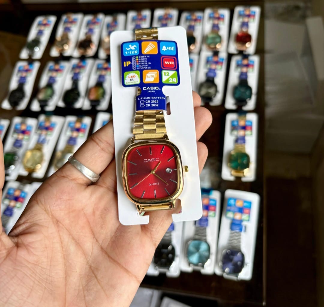 Casio Enticer Deep Red Dial – Luxury Full Gold Edition Unisex Watch