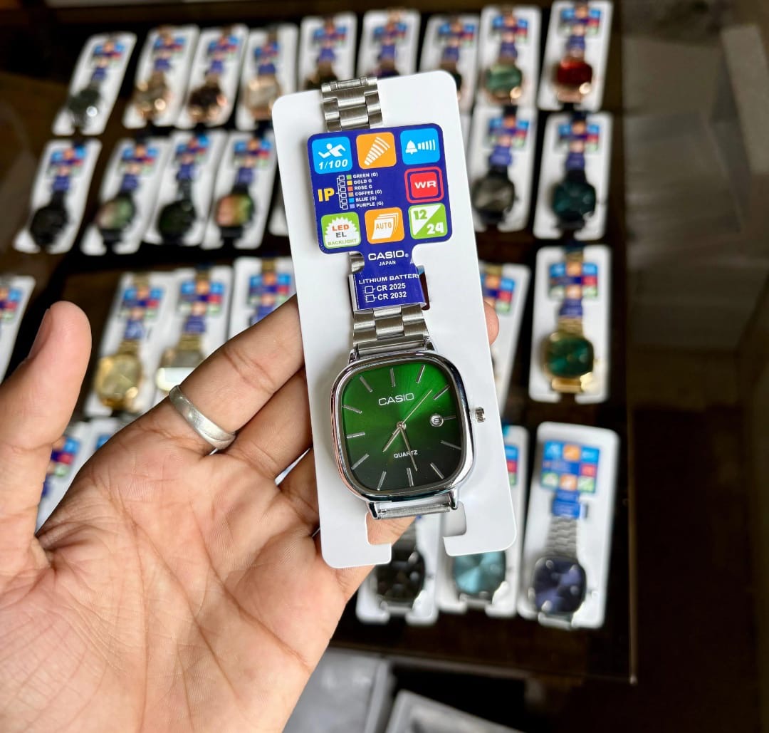 Casio Enticer Emerald Green Dial – Square Luxury Edition Unisex Watch
