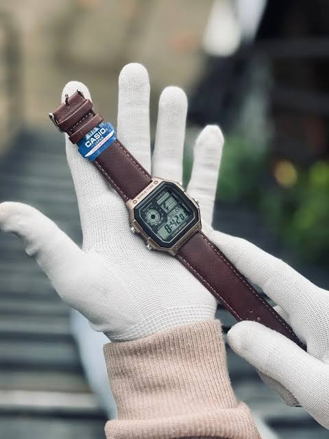 Premium Casio World Time Gold Edition – Brown Leather Strap With 1-Year Warranty