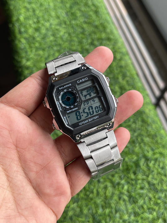 Premium Casio World Time Silver Edition – Digital Watch With 1-Year Warranty
